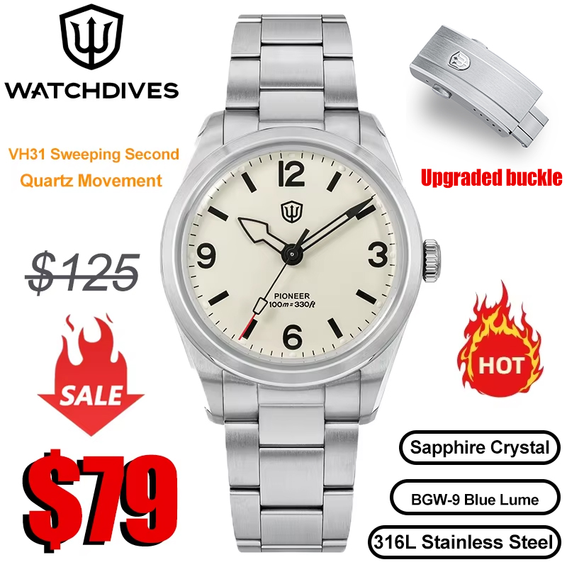Guilloché Dial Watch - Watchdives WD1960S V2 Watch VH31 Sweep