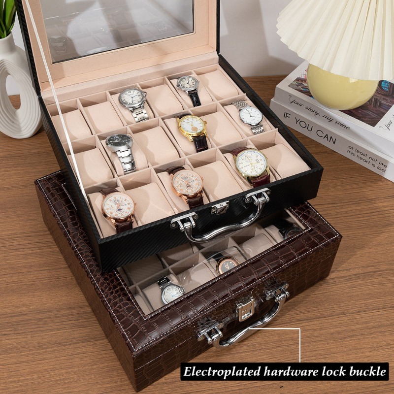 Retro Watch Storage Box Leathe - Luxury Watch Collection Box ulasan dan harga