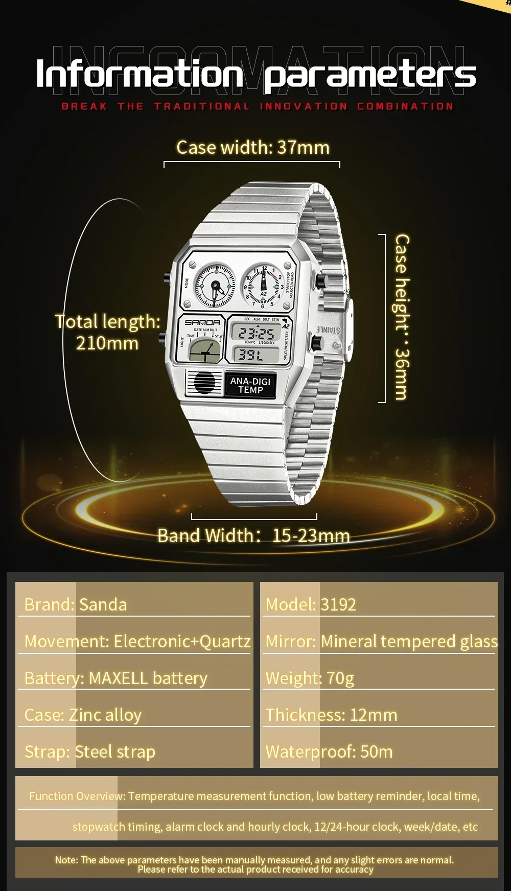 SANDA 3192 Fashion Unisex Watc - Minute Repeater Watch ulasan dan harga