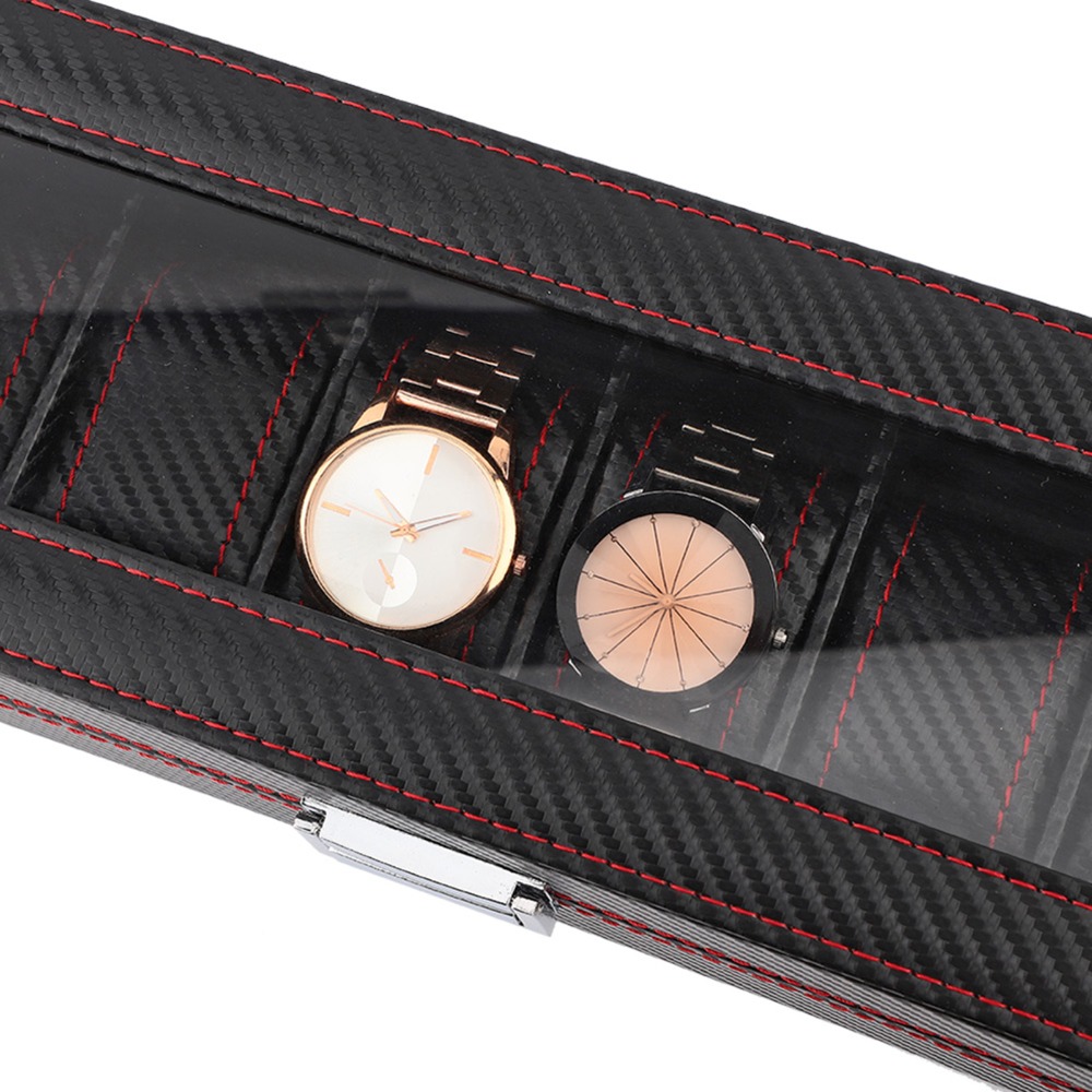 Dustproof Carbon Fiber Watch B - Luxury Watch Collection Box ulasan dan harga