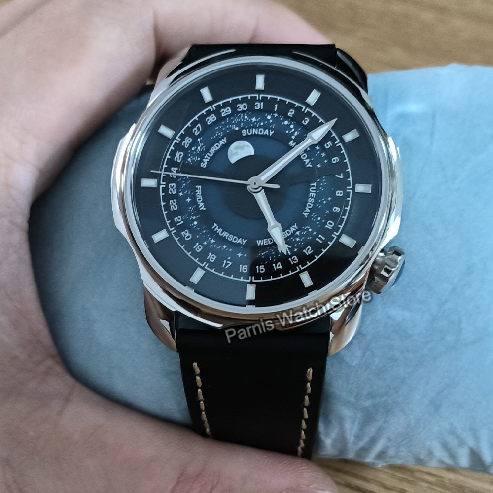 42mm Parnis Blue Romantic Star - Guilloché Dial Watch ulasan dan harga
